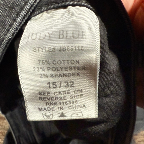 Judy Blue Super Flare Jeans Black Wash Distressed Hem Bell Bottom 15/32 - Picture 8 of 9